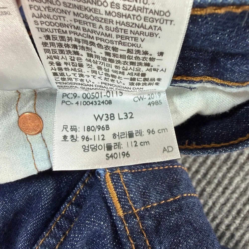 Levi's 501 Original Fit Jeans Mens 38x32 Dark Wash Excellent Button Fly Denim